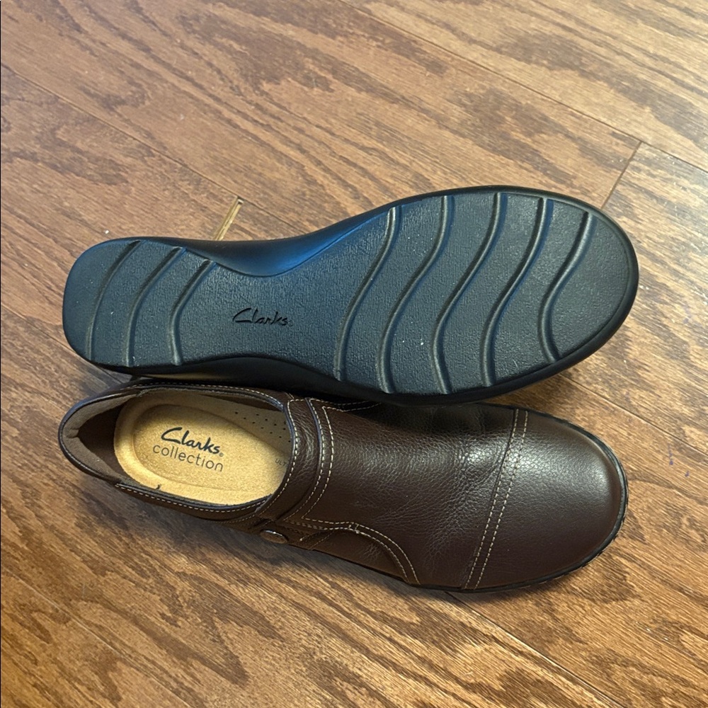 Clarks Brown Leather Women's Shoes - Picture 4 of 8